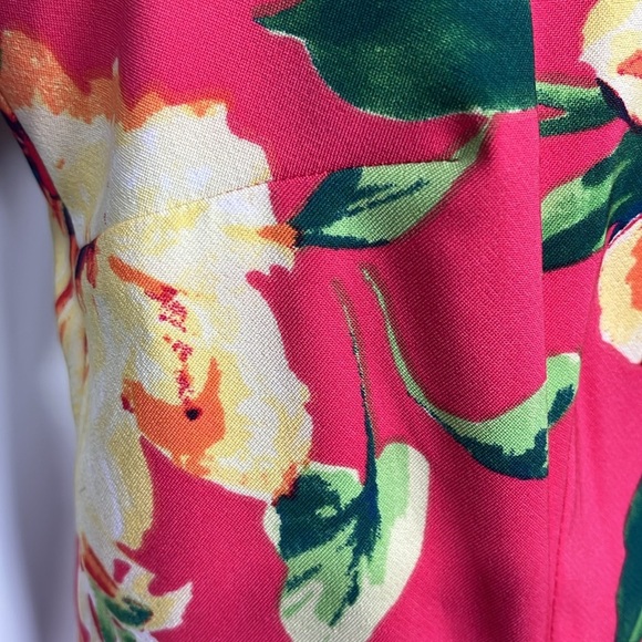 Alyx Womens Sheath Dress 14 Pink Green Tropical Sleeveless Back Zip Vibrant EUC - Picture 5 of 12